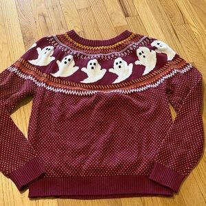 Modcloth You've Been Ghosted Fair Isle Sweater in Red Sz L